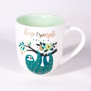 Sloth Coffee Mug Keep It Simple Cute Animal Tea Cup Cartoon Creature by Karma